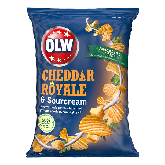 OLW Cheddar Royale & Sourcream Chips - 175 grammaa