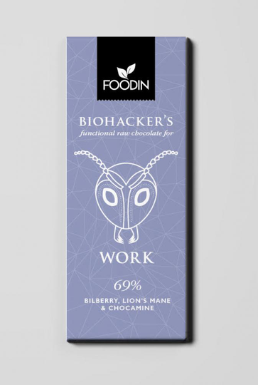 FOODIN Biohacker's WORK raakasuklaa, 40 g