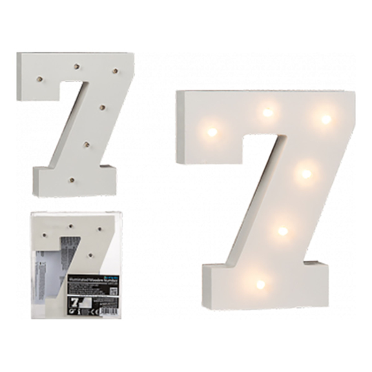 LED-Numero Puuta Valkoinen - Numero 7
