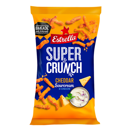 Estrella Super Crunch Cheddar Sourcream & Onion - 175 grammaa