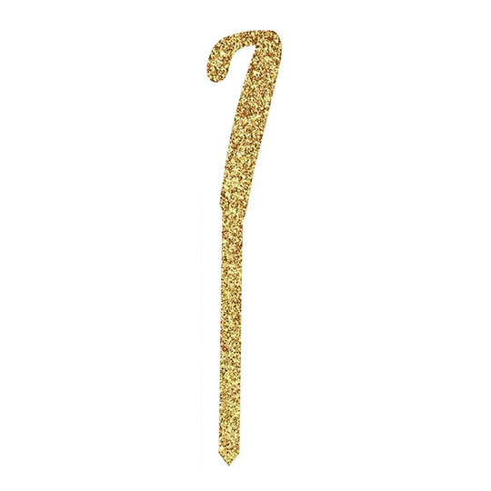 Kakkukoriste Numero Kulta Kimalle Akryyliä - Numero 7