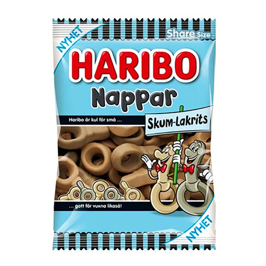 Haribo Nappar Skum-Lakrits - 120 grammaa