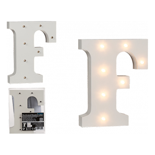 LED-Kirjain Puuta Valkoinen - Kirjain F