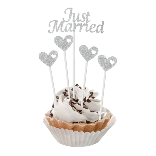 Partypicks Just Got Married Hopea - 5-pakkaus