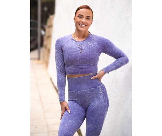 M-NUTRITION Sports Wear Washed Long Sleeve Crop Top (Poistotuote), Washed Purple