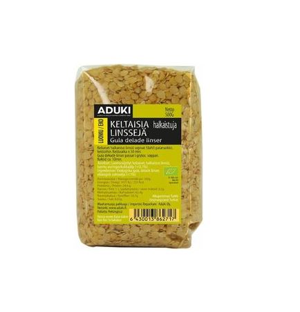 Keltainen linssi, halkaistu 500 g, Aduki