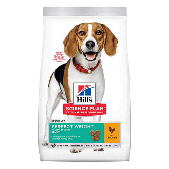 Hill's Science Plan -kevytruoka koirille erikoishintaan! - Adult 1+ Perfect Weight Medium Chicken (2 kg)