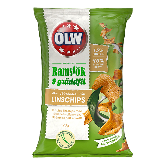OLW Linschips Ramslök & Gräddfil - 90 grammaa
