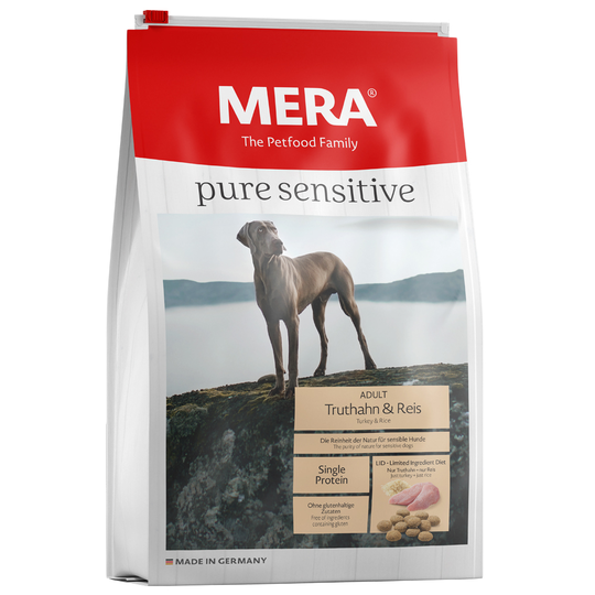 12,5 kg MERA pure sensitive -koiranruoka erikoishintaan! - Adult Turkey & Rice