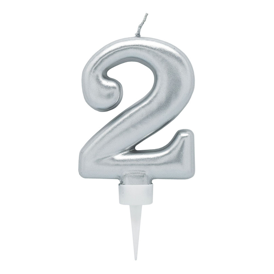 Kakkukynttilät Numerot Hopea - Numero 2