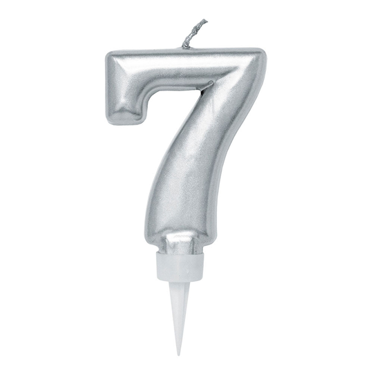 Kakkukynttilät Numerot Hopea - Numero 7