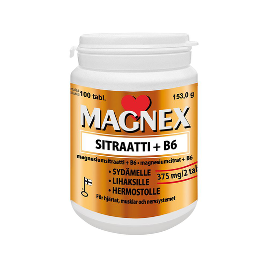 Magnex Sitraatti 375 mg + B6, 150 tabl.