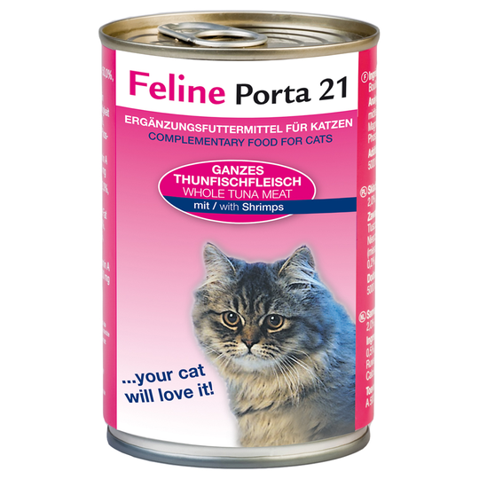 Feline Porta 21 -kissanruoka 6 x 400 g - tonnikala & katkarapu