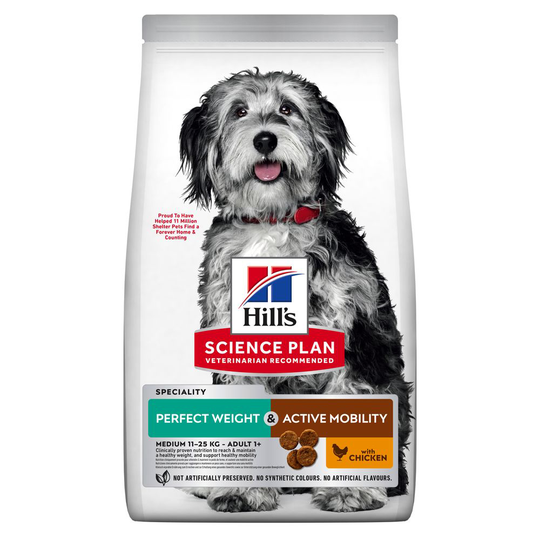 Hill's Science Plan -kevytruoka koirille erikoishintaan! - Adult Perfect Weight & Active Mobility Medium Chicken (12 kg)