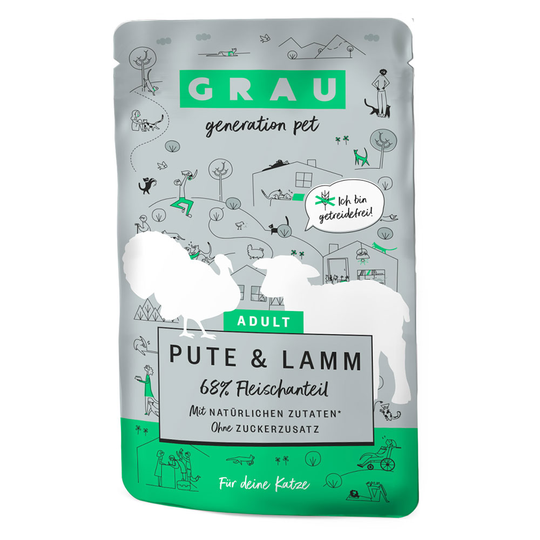Grau Adult, viljaton 16 x 125 g - kalkkuna & lammas