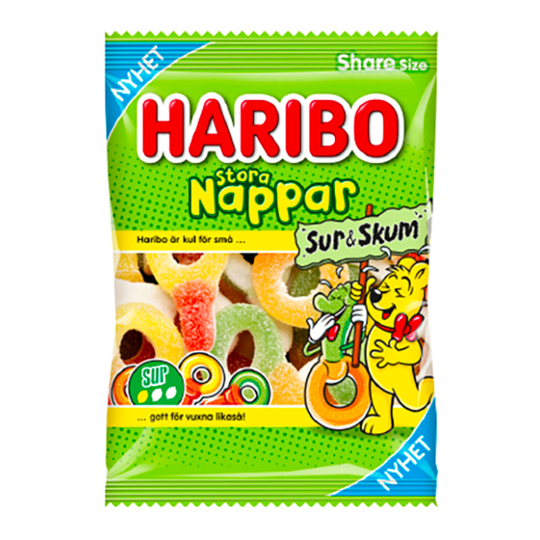 Haribo Stora Sura Nappar - 1-pakkaus