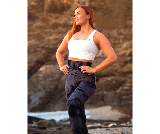 M-NUTRITION Sports Wear Seamless Butt Booster Tie Dye Tights, Smoky Black