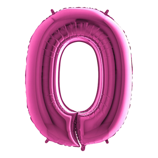 Numeroilmapallo Vaaleanpunainen Metallinen - Numero 0