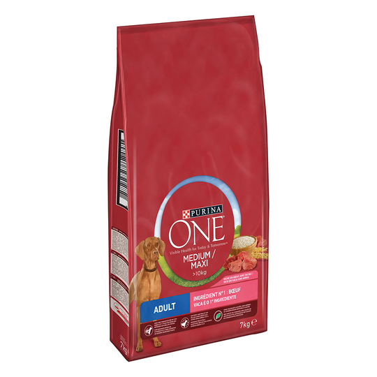 Purina One Medium/Maxi Adult - nauta ja riisi - 7 kg