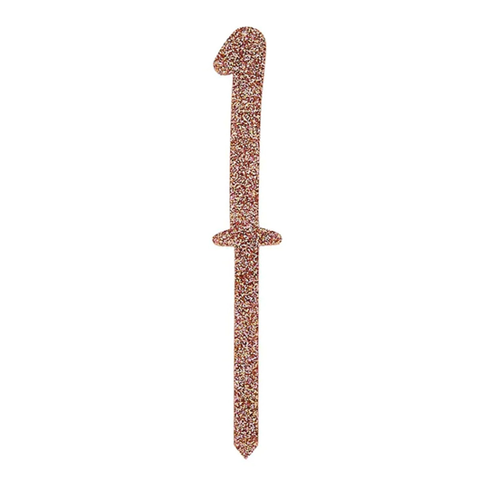 Kakkukoriste Numero Ruusukulta Kimalle Akryyliä - Numero 1