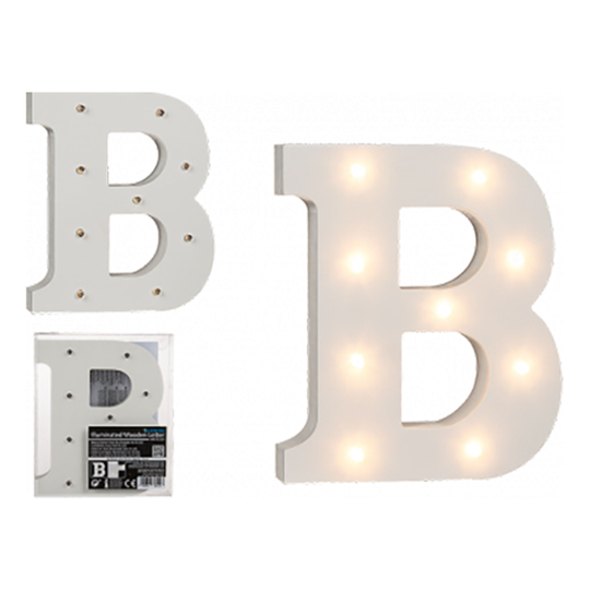 LED-Kirjain Puuta Valkoinen - Kirjain B