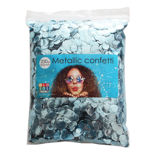 Konfetti Vaaleansininen Metallic Pyöreät - 250 grammaa