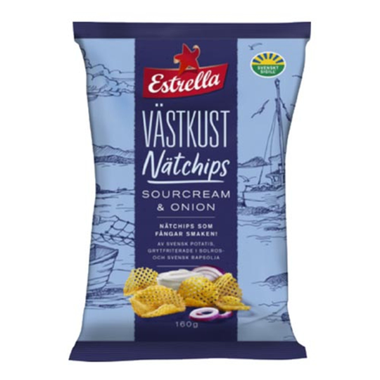 Estrella Västkust Nätchips Sourcream & Onion - 160 grammaa