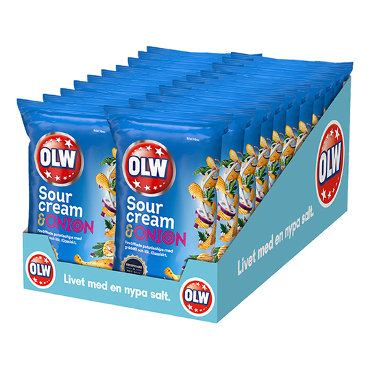 OLW Sourcream & Onion Chips - 20-pakkaus (koko laatikko)