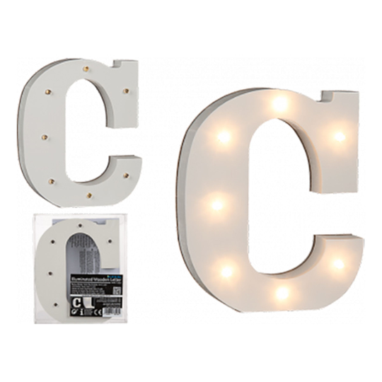LED-Kirjain Puuta Valkoinen - Kirjain C