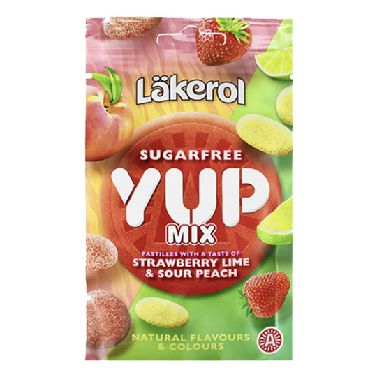 Läkerol Yup Mix Sour Peach & Strawberry/Lime - Kappaleittain