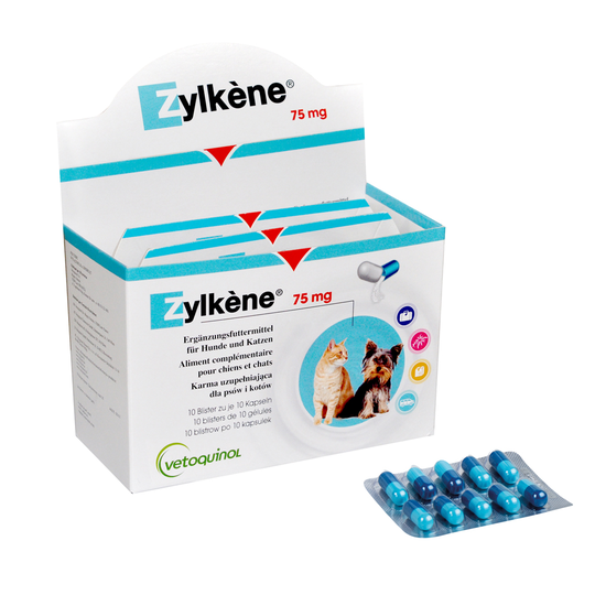 Zylkene-kapselit 75 mg alle 10 kg painaville koirille ja kissoille - 100 kpl