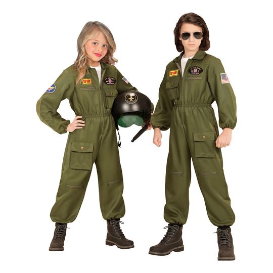 Taistelulentäjä Jumpsuit Lasten Naamiaisasu - X-Large