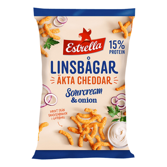 Estrella Linsbågar Cheddar, Sourcream & Onion - 125 grammaa