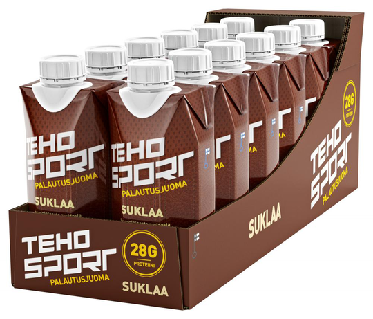 12 kpl TEHO Sport palautusjuoma 330 ml, suklaa