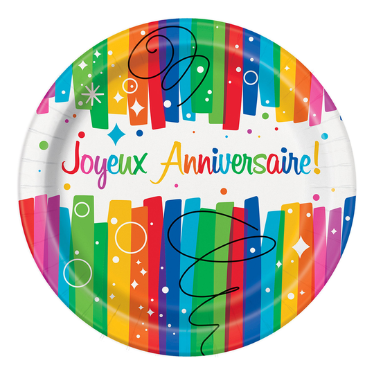 Pahvilautaset Joyeux Anniversaire - 8-pakkaus