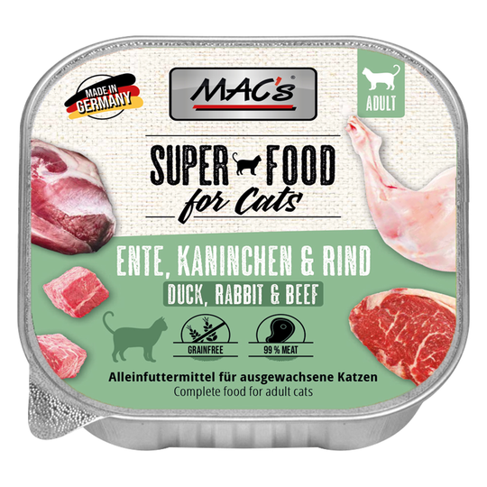 Säästöpakkaus: MAC's Cat -rasiat 32 x 100 g - ankka, kani & nauta