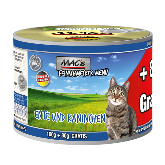 MAC´s Cat Gourmet -säästöpakkaus 24 x 180 g - ankka & kani