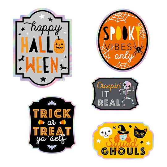 Etiketit Pulloon Halloween - 5-pakkaus