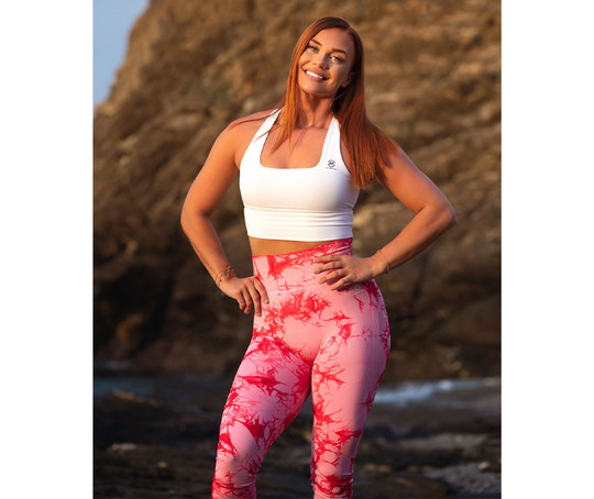 M-NUTRITION Sports Wear Seamless Butt Booster Tie Dye Tights, Cherish Red