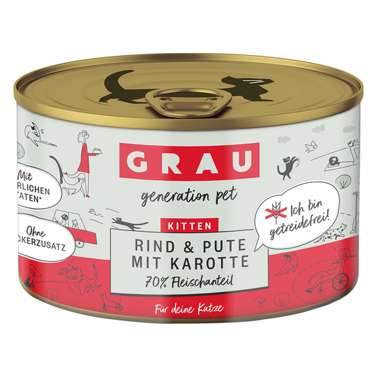 Grau Kitten viljaton, nauta, kalkkuna & porkkana - 6 x 200 g