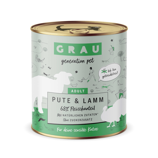 Grau Adult, viljaton 6 x 800 g - kalkkuna & lammas