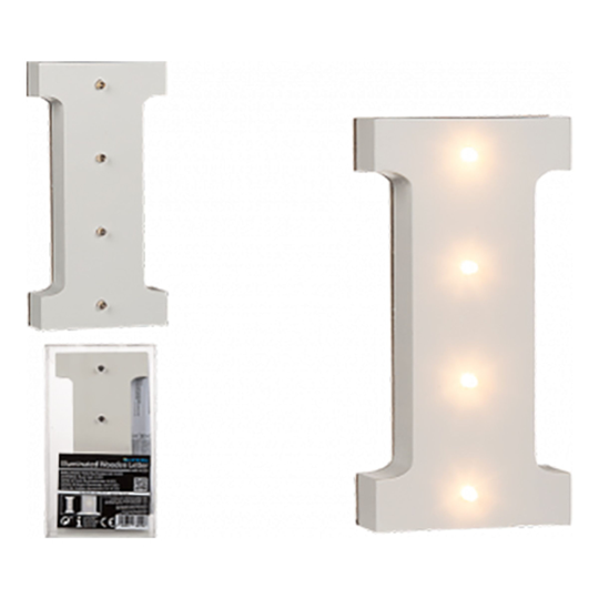 LED-Kirjain Puuta Valkoinen - Kirjain I