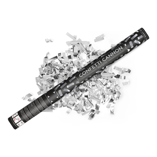 Konfettitykki Metallinen Hopea - 40 cm