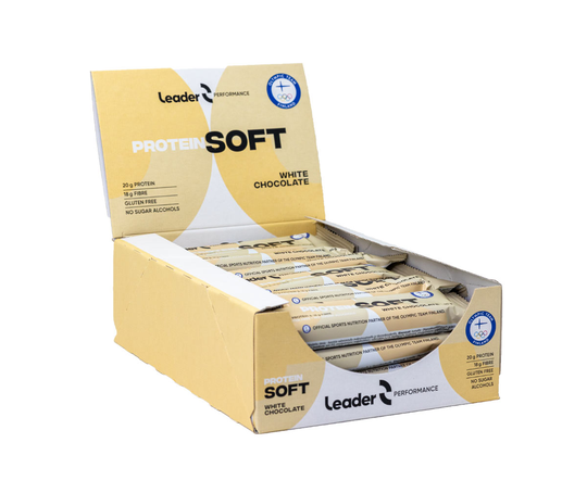 24 kpl Leader Performance Protein Soft Bar, White Chocolate (6/2023)