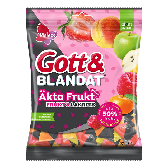Gott & Blandat Äkta Frukt och Lakrits - 220 grammaa