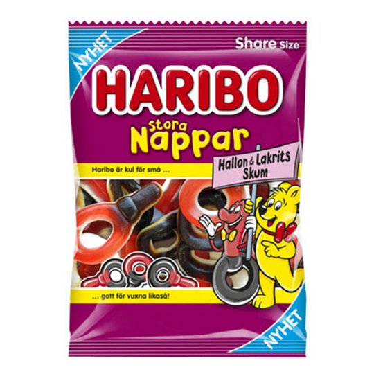 Haribo Stora Nappar Hallon/Lakrits