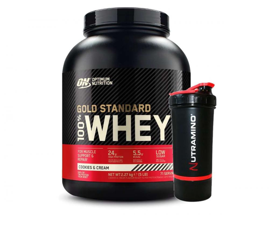 Optimum Nutrition 100 % Whey Gold Standard + shaker, 2273 g