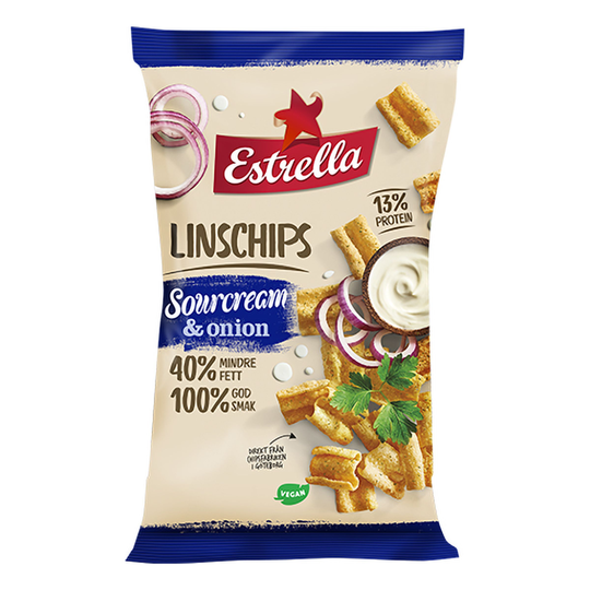 Estrella Linssisipsit Sourcream & Onion - 110 g