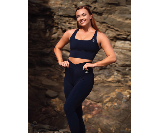 M-NUTRITION Sports Wear V-Shape Scrunch Butt Tights, Dark Blue