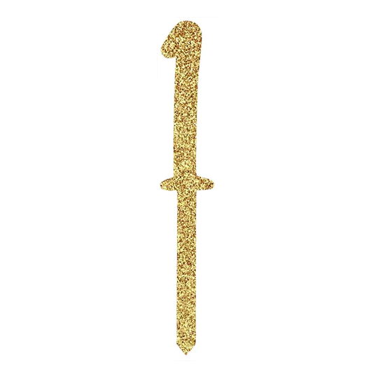 Kakkukoriste Numero Kulta Kimalle Akryyliä - Numero 1